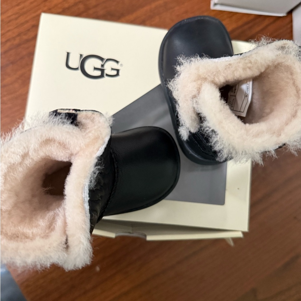 UGG Infant Boots in Black with Soft Cream Lining- used twice! Beautiful boots!
